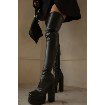 High Heeled Over The Knee Platform Winter Boot