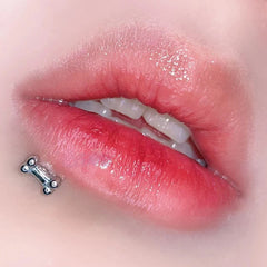 Bone Shape Simple Silver Stainless Steel Lip Stud