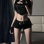 Slim Fit Button Detail Shorts