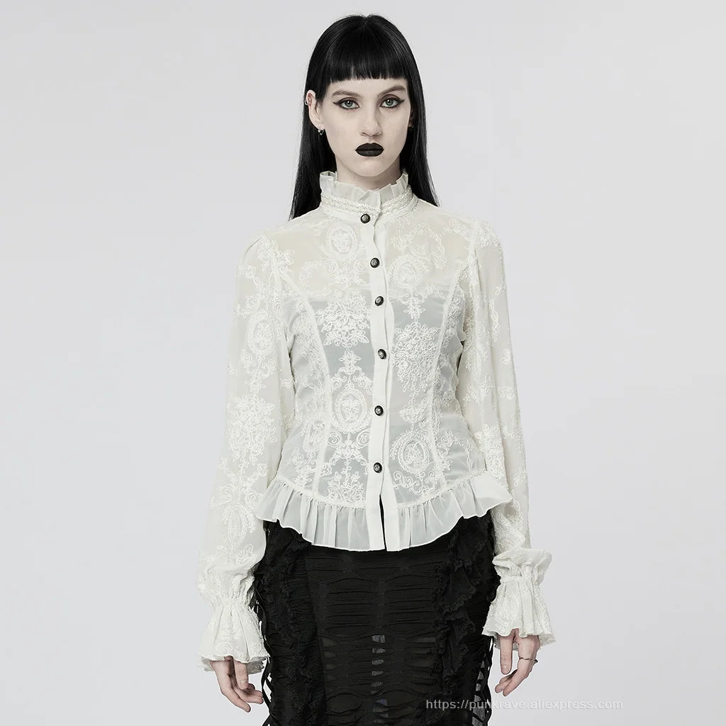 Gothic Flare Sleeve Chiffon Blouse