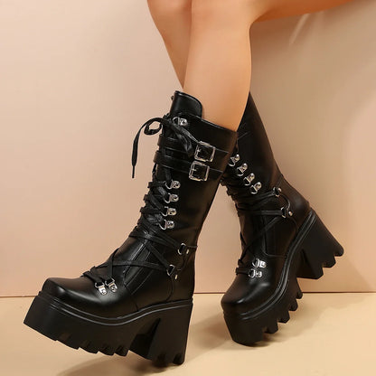 Winter Fashion Mid Tube Platform Gothic Boot