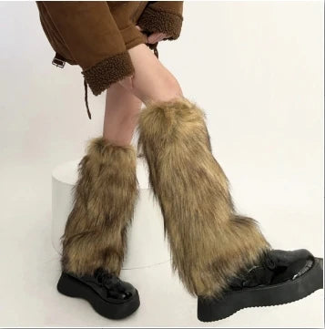 Gothic Faux Fur Plush Long Leg Sock