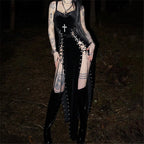 High Split Hem Grunge Midi Dress