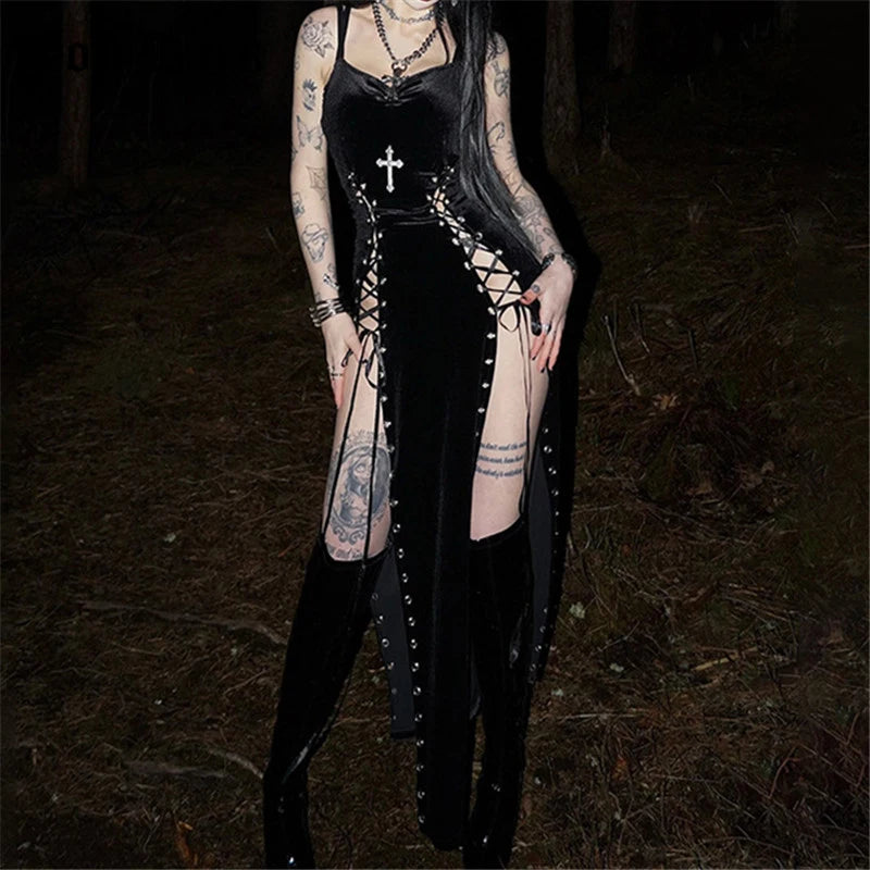 High Split Hem Grunge Midi Dress Main image