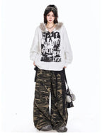 Vintage Print Hooded Coat