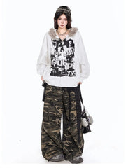 Vintage Print Hooded Coat