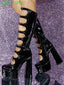 Platform Patent Leather Gothic Buckle High Boot