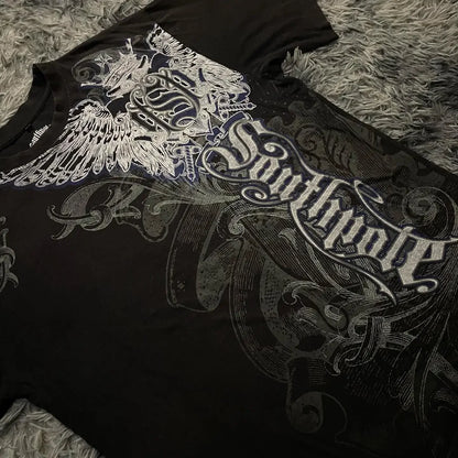 Skulls Letter Graphic Oversized T-shirt