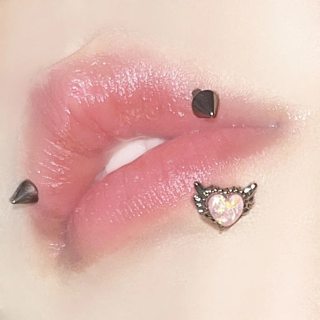 Pink Opal Heart Sweet Lip Stud Main image