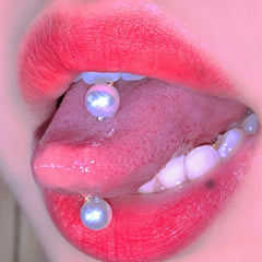 14G Pearl Stainless Steel Eyebrow Tongue Ring