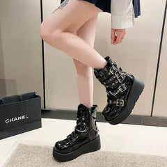 Fashion Big Size Gothic Motorcycle Platform Boot