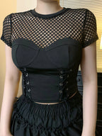 Gothic Cyber Punk Mesh Bandage Crop Top