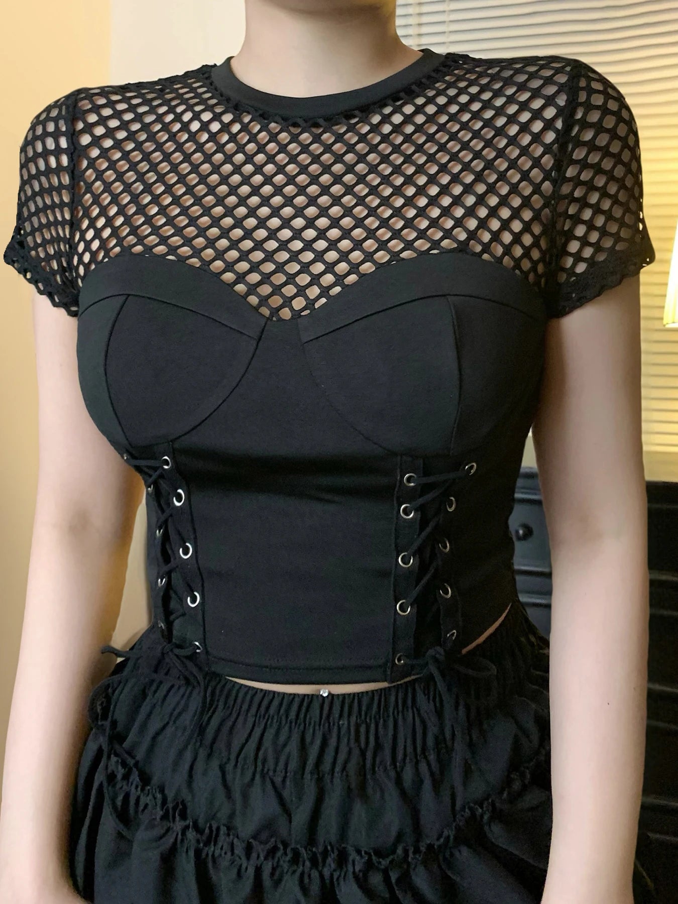 Gothic Cyber Punk Mesh Bandage Crop Top