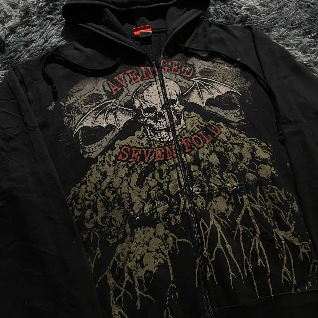 Gothic Skull Pattern Zipper Hoodie