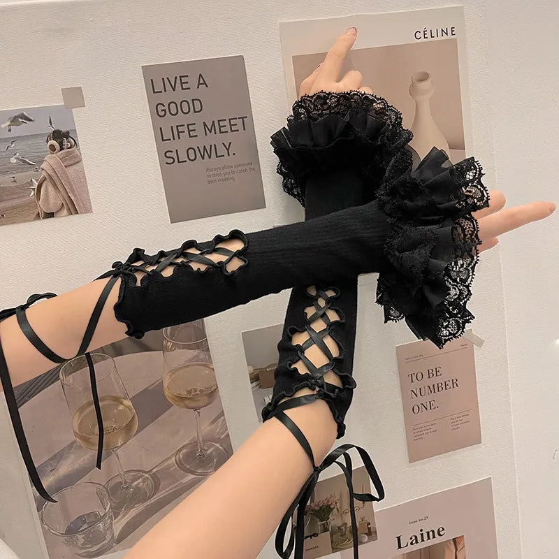 Gothic Ballet Strap Lace Glove