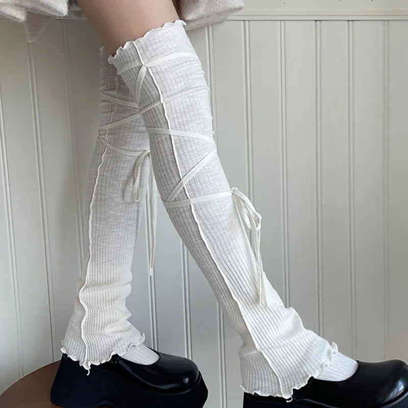 Gothic Punk Ballet Strappy Calf Sock Main image