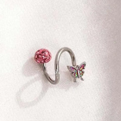 Crystal Butterfly S-Shaped Lip Stud
