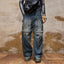 Retro Gothic Multi-Pocket Denim Pant