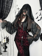 Hooded Long Sleeve Mesh Top