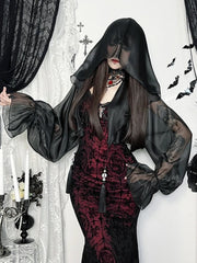 Hooded Long Sleeve Mesh Top