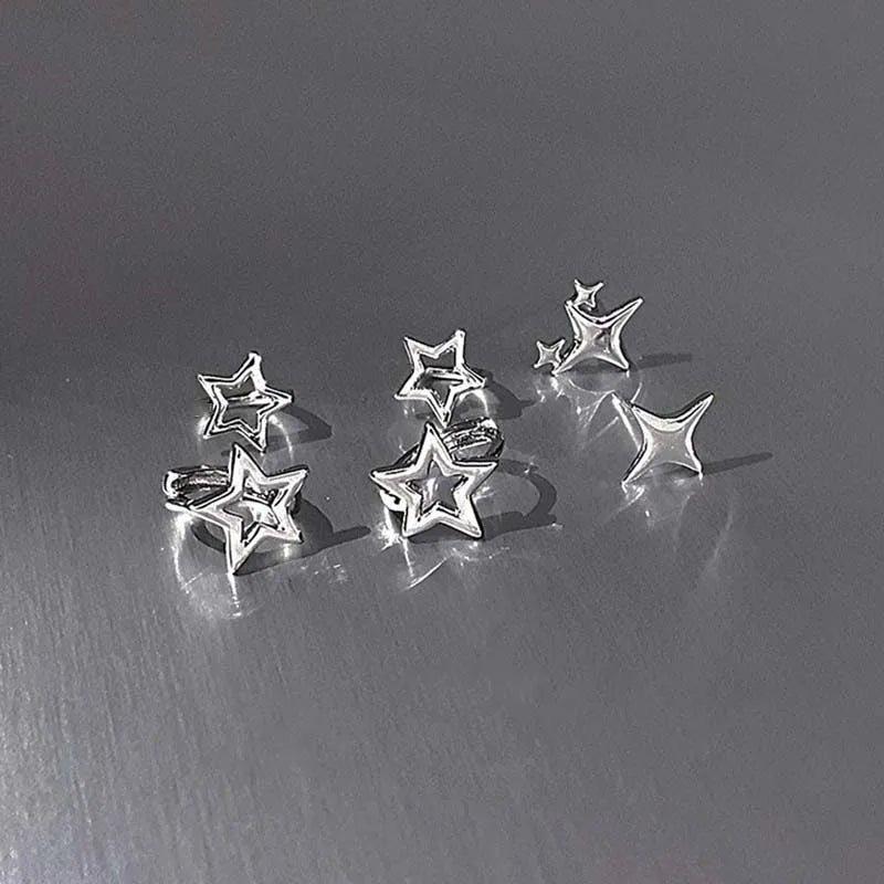 Hollow Pentagonal Star Asterism Stud Earring