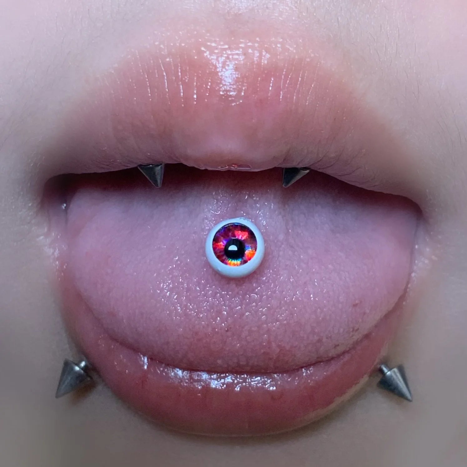 Punk White Porcelain Magic Eye Tongue Ring Main image