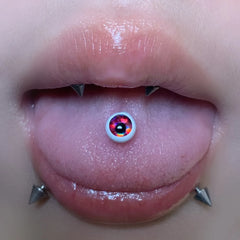 Punk White Porcelain Magic Eye Tongue Ring