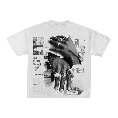 Hip Hop Cartoon Print Oversized Cotton T-shirt