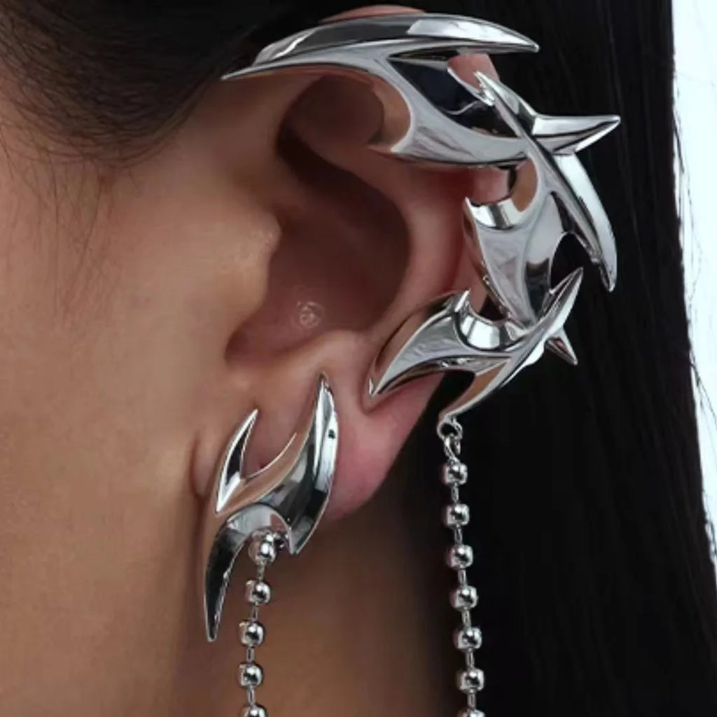 Punk Darts Chain Tassel Clip Stud Earring