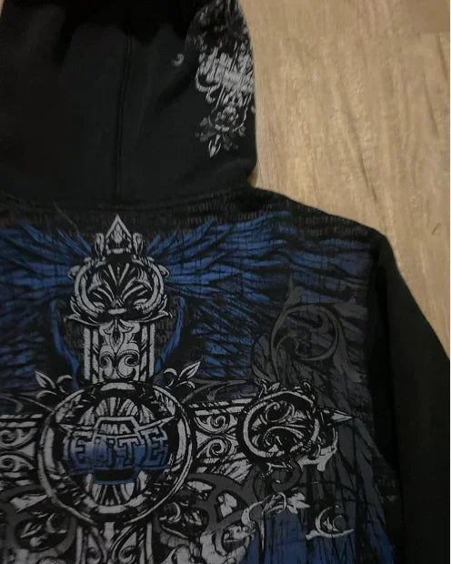Gothic Print Pullover Sweater