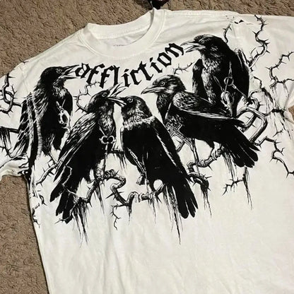 Letter Print Gothic Cotton T-shirt