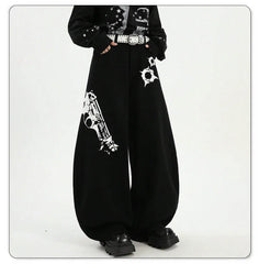 Pistol Print Wide Leg Pants