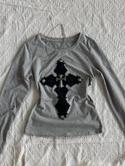 Vintage Gothic Long Sleeve Cotton T-shirt