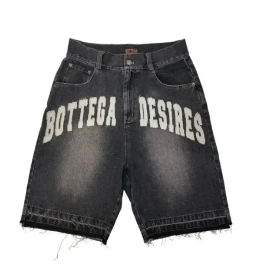 Hole Letter Embroidery Short