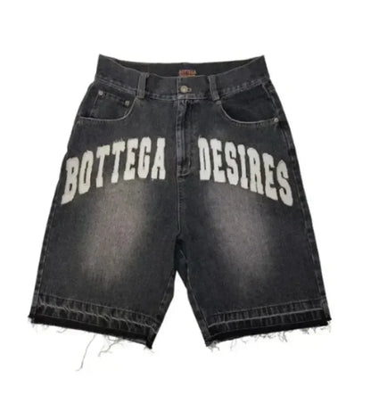 Hole Letter Embroidery Short