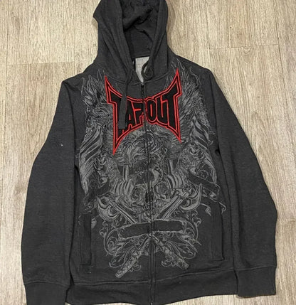 Gothic Skull Print Punk Hoodie