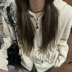 Gothic Cropped Double Zip Hoodie