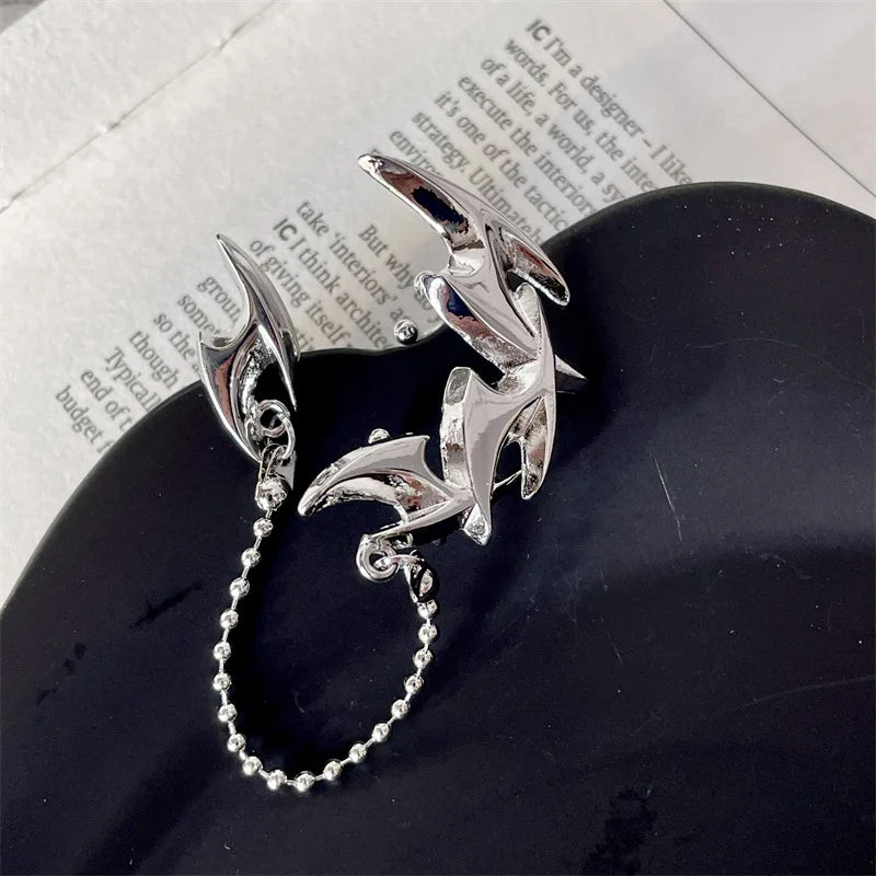 Punk Darts Chain Tassel Clip Stud Earring