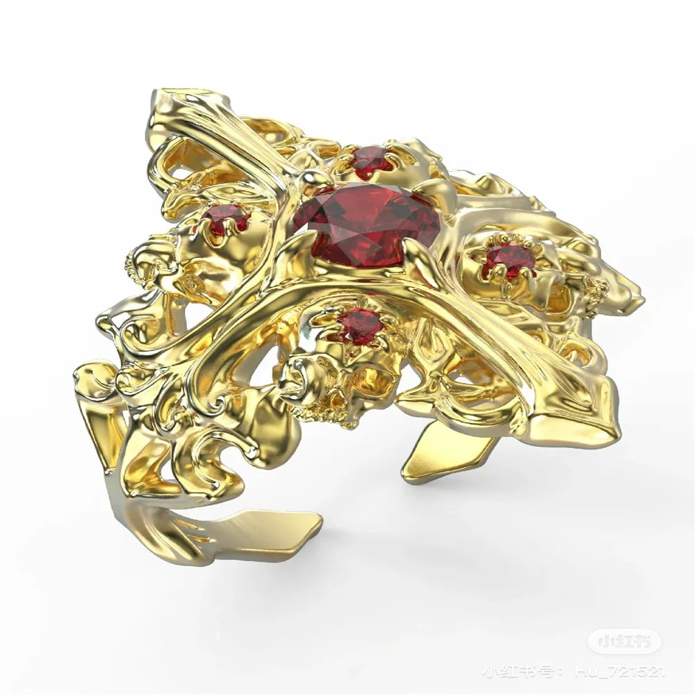 Kpop Y2K Crystal Heart Adjustable Gothic Ring