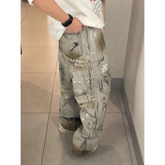 Graffiti Print Gothic High-Waist Pant