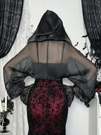 Hooded Long Sleeve Mesh Top