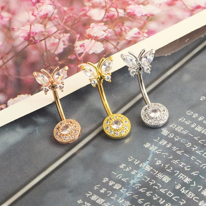 Butterfly CZ Glitter Gothic Belly Ring