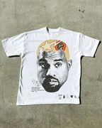 Portrait Print Round Neck Cotton T-shirt