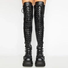 Big Size Cosplay Buckle Platform Gothic Wedges Boot