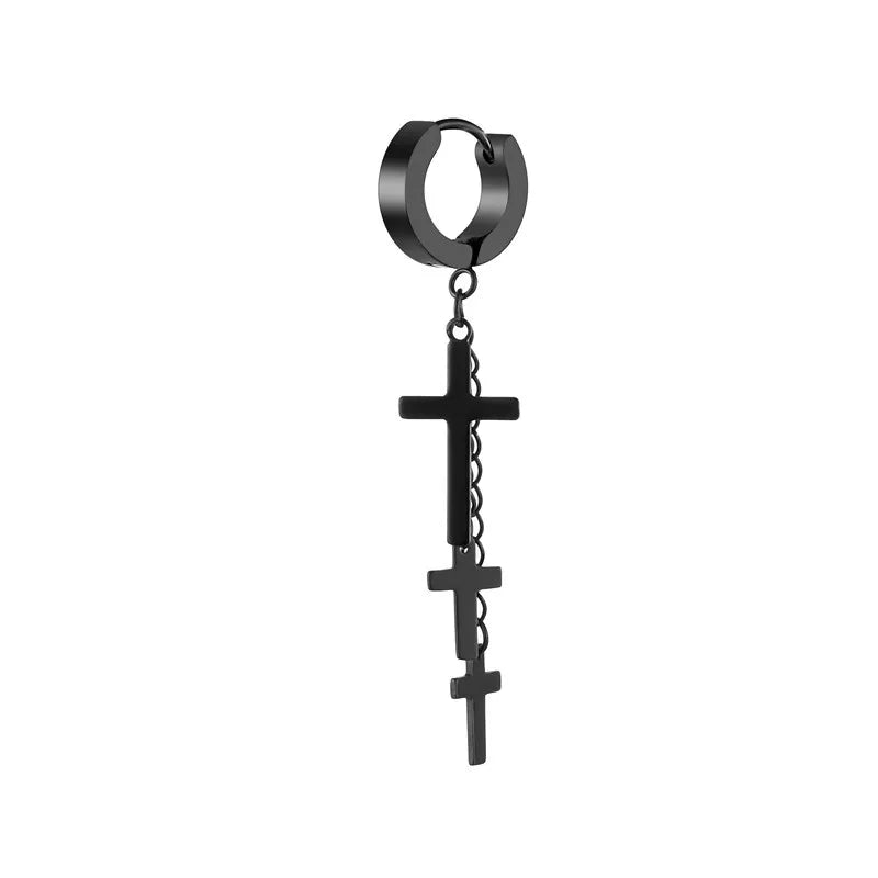 Unisex Punk Cross Tassel Chain Clip Earring