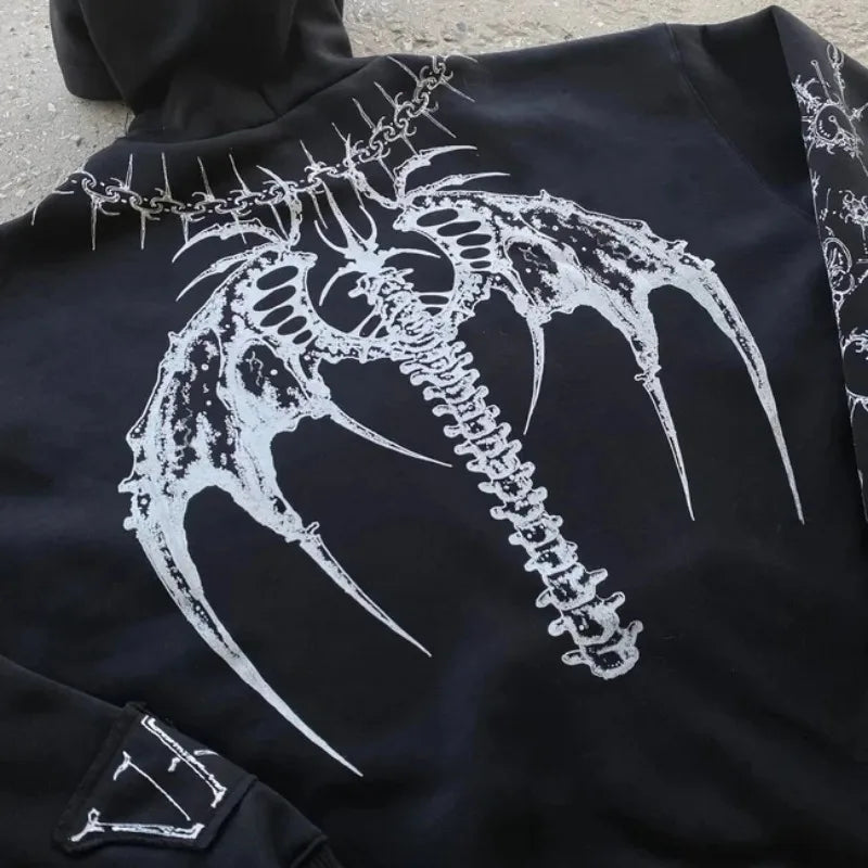 Gothic Pattern Print Casual Hoodie