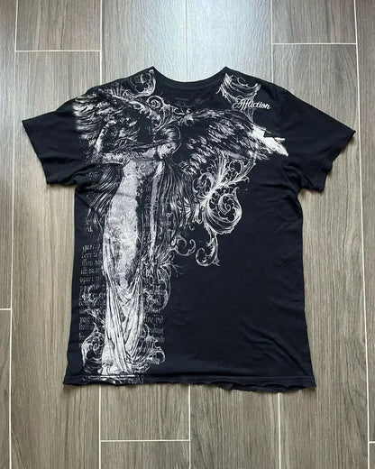 Gothic Print Loose Cotton T-shirt