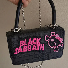 Harajuku Y2K Gothic Punk Chain Handle Casual Crossbody Vintage Black Bag Halloween