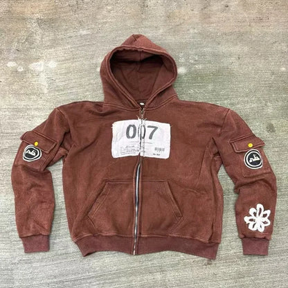 Gothic Embroidery Oversized Hoodie