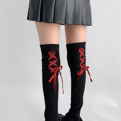 Gothic Lace-up Knee-high Strap Sock